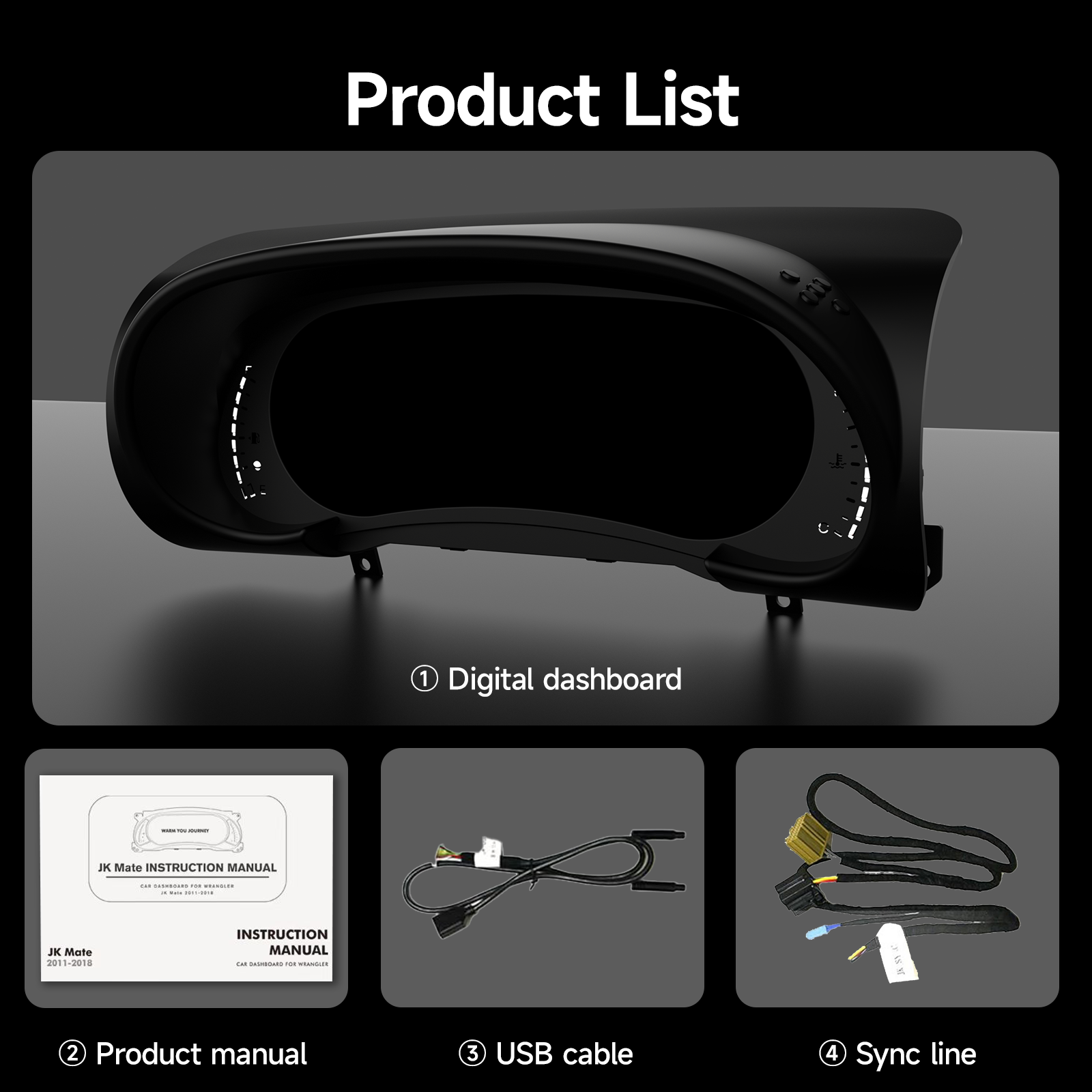 Digital Dashboard 12.3″ HD Cluster for Jeep Wrangler JK 2007-2010