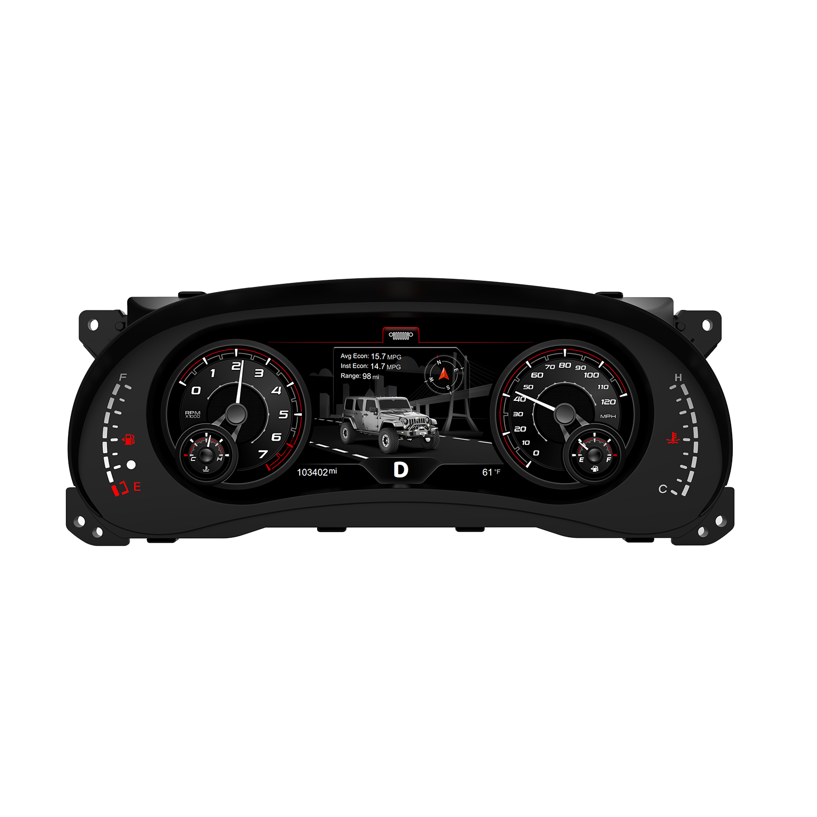 Digital Dashboard 12.3″ HD Cluster for Jeep Wrangler JK 2011-2017