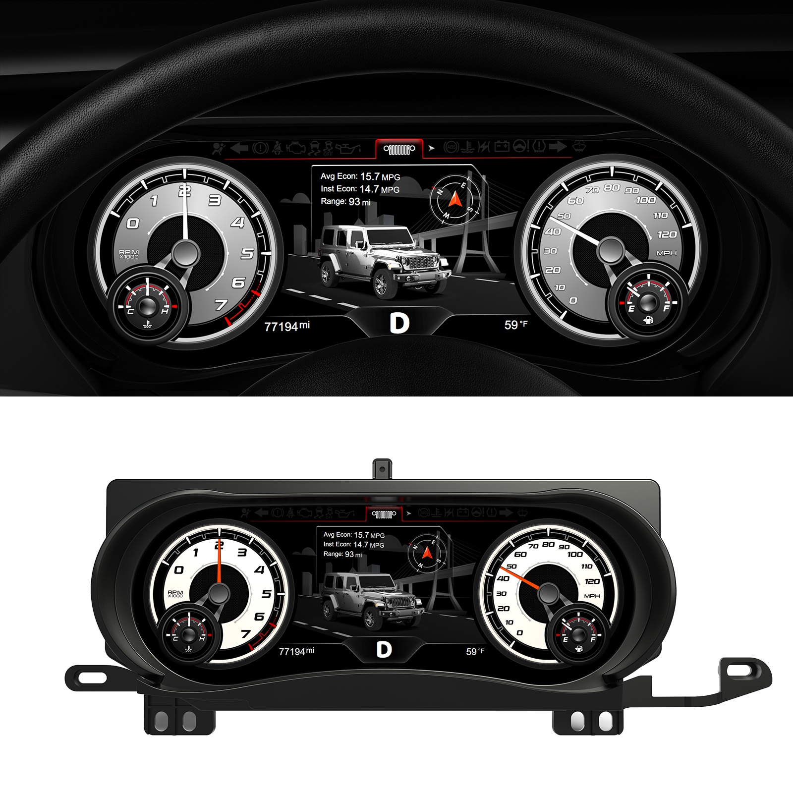 Digital Dashboard 12.3″ HD Cluster for Jeep Wrangler JL 2018-2023