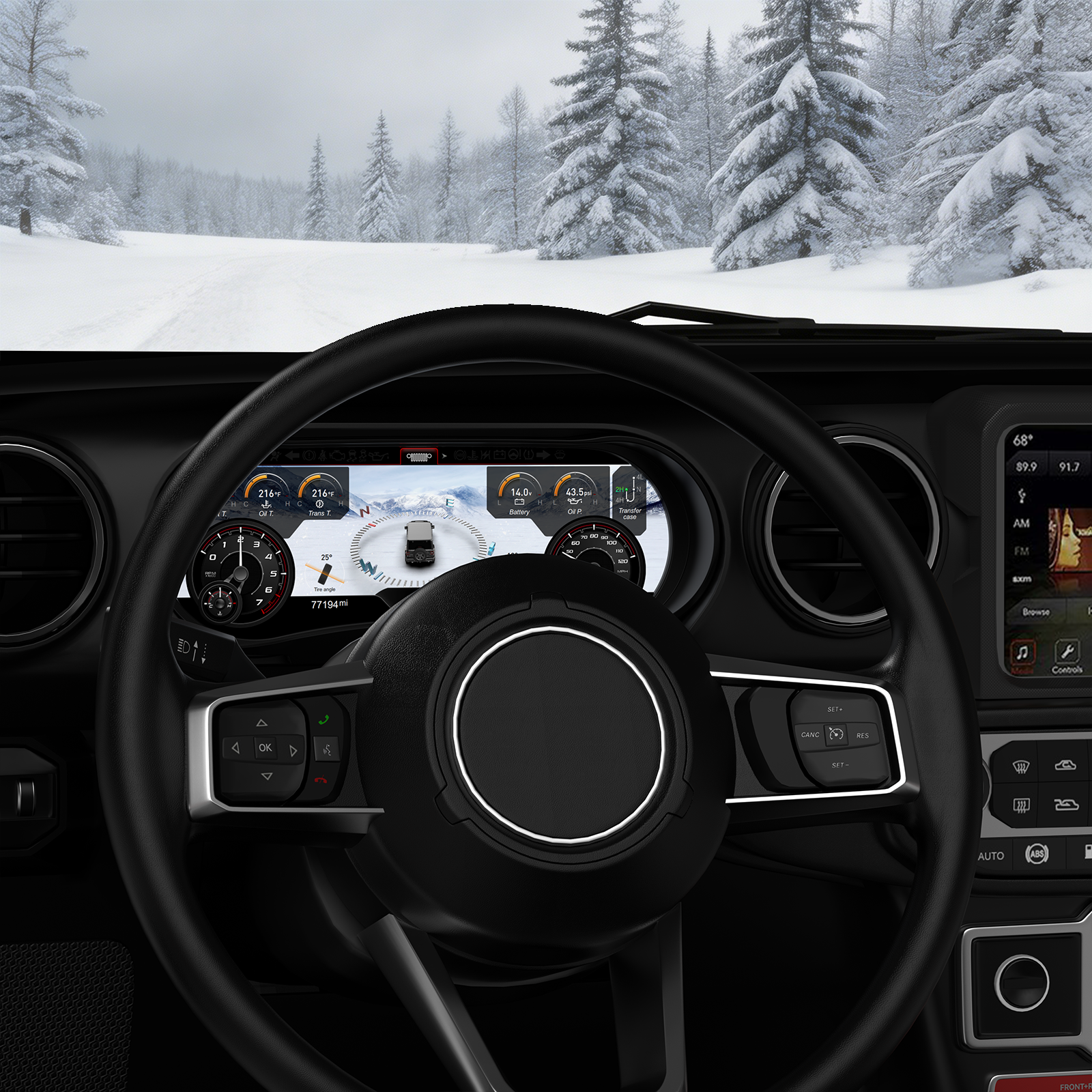Digital Dashboard 12.3″ HD Cluster for Jeep Wrangler JL 2018-2023