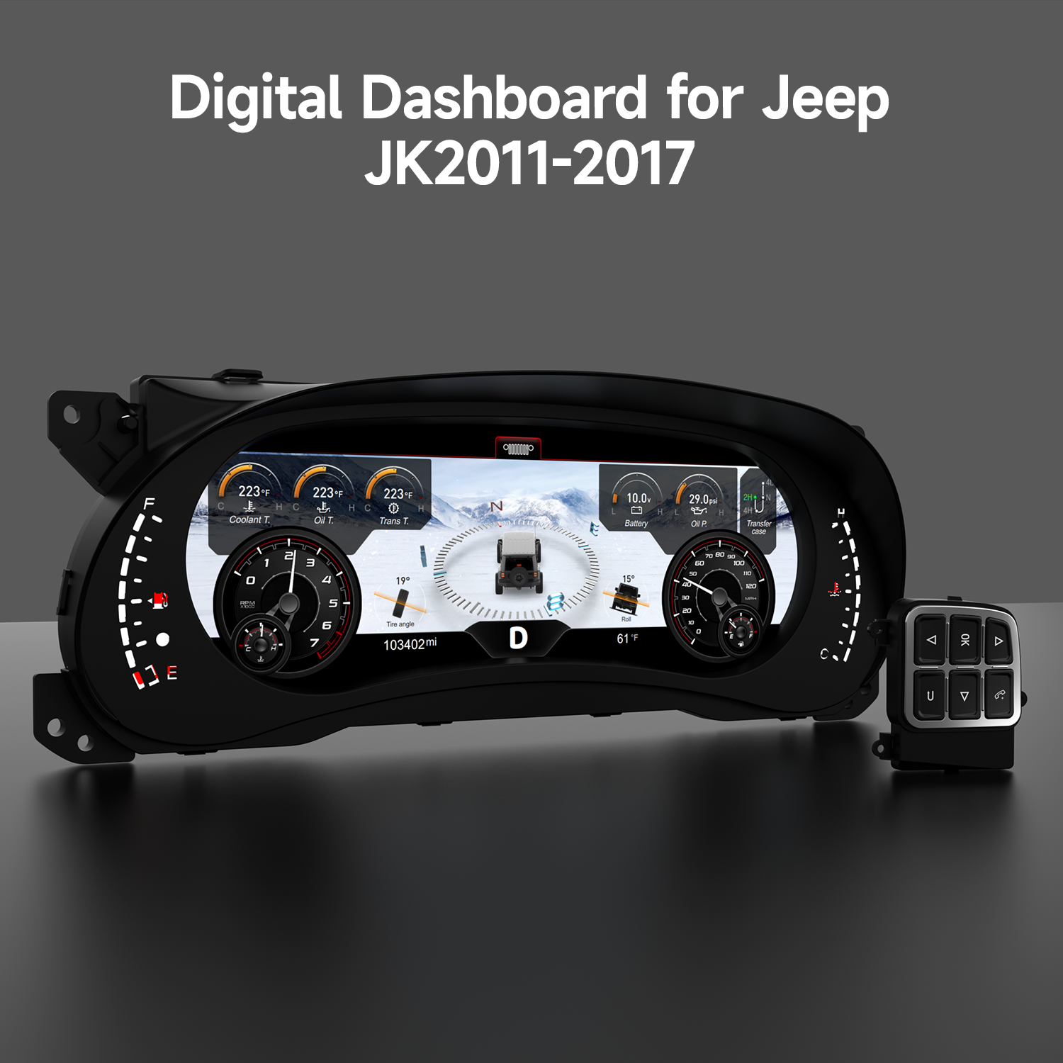 Digital Dashboard 12.3″ HD Cluster for Jeep Wrangler JK 2011-2017