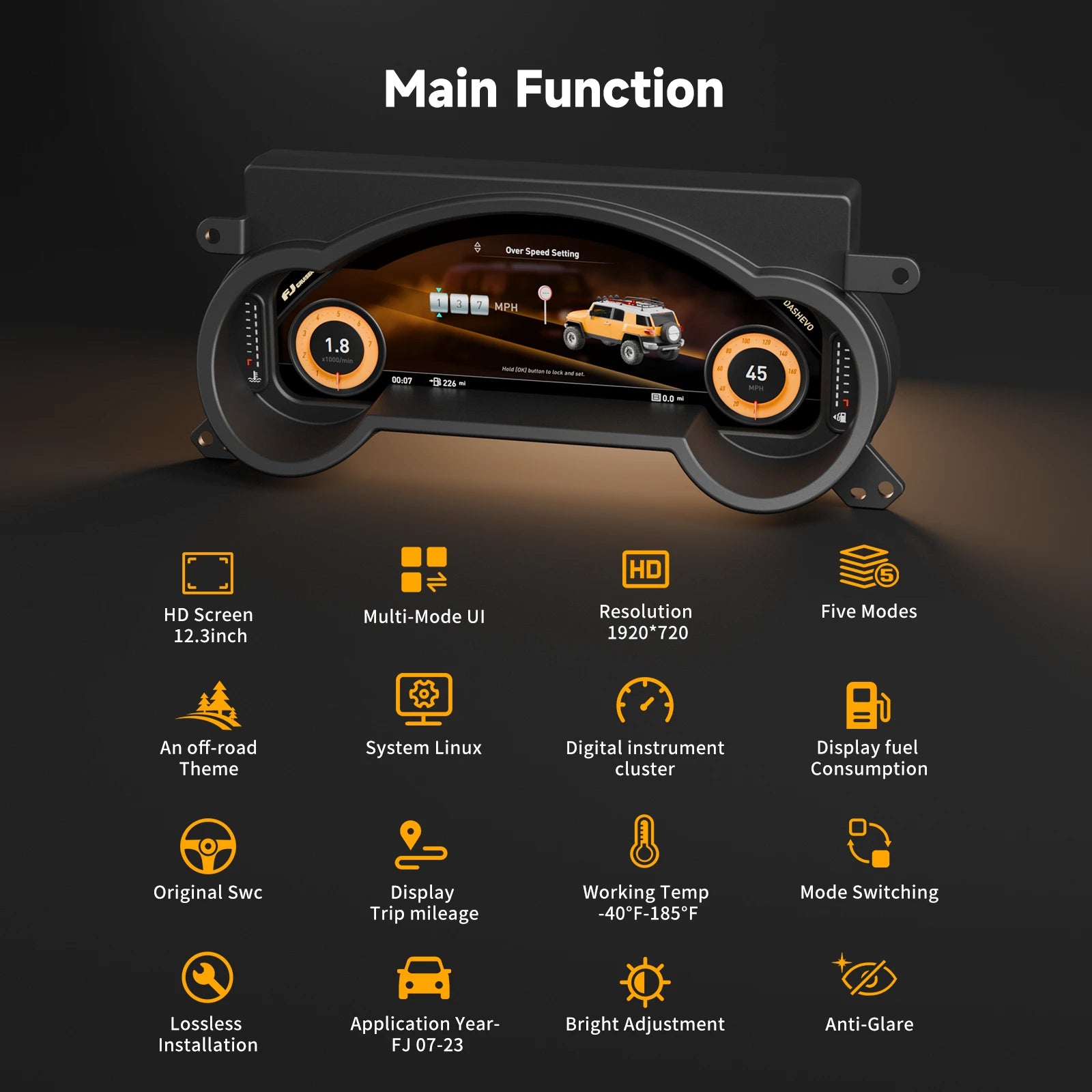 Digital Dashboard for Toyota FJ Cruiser 2007-2023