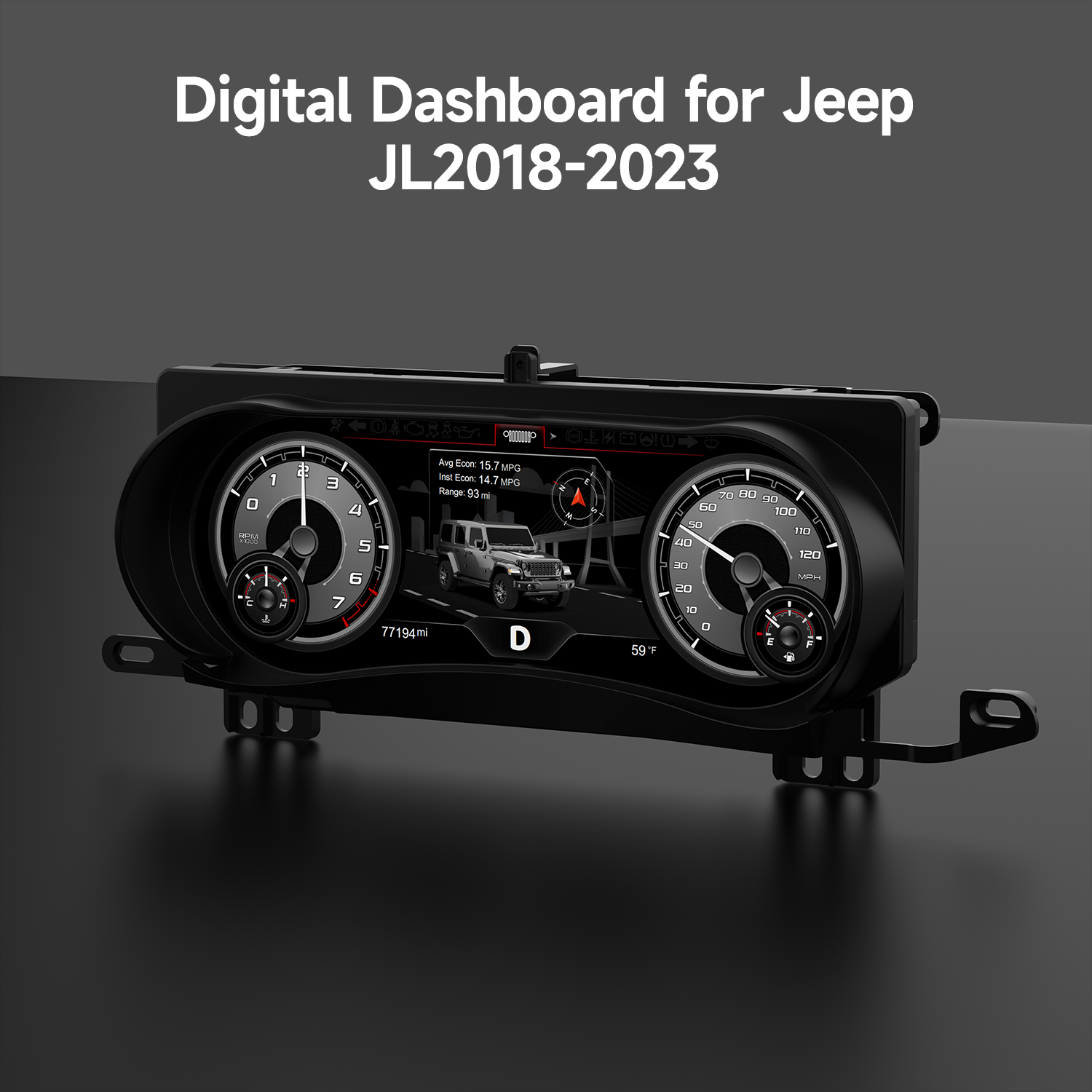 Digital Dashboard 12.3″ HD Cluster for Jeep Wrangler JL 2018-2023