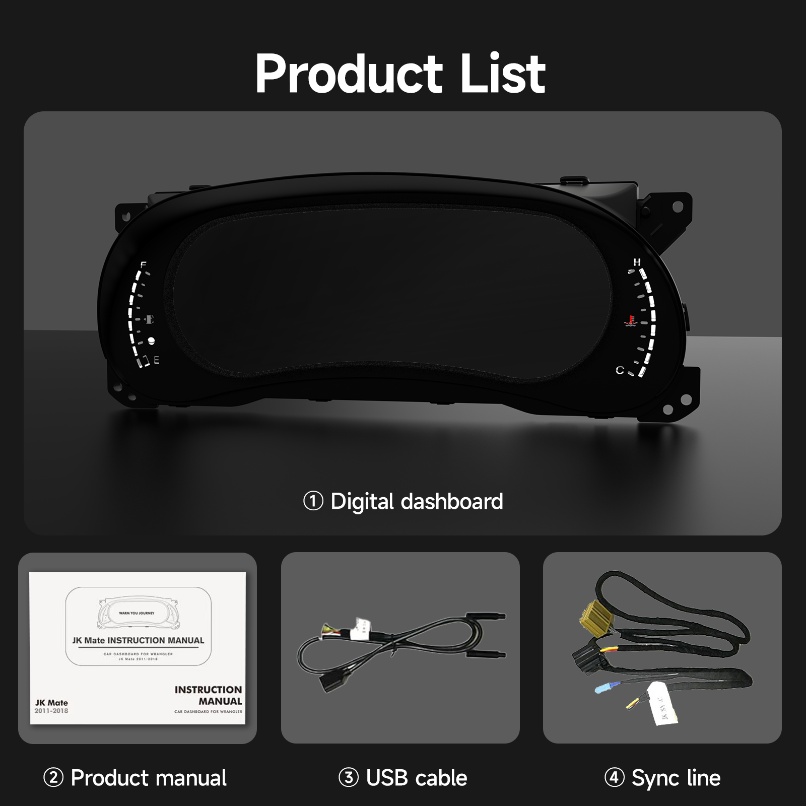 Digital Dashboard 12.3″ HD Cluster for Jeep Wrangler JK 2011-2017