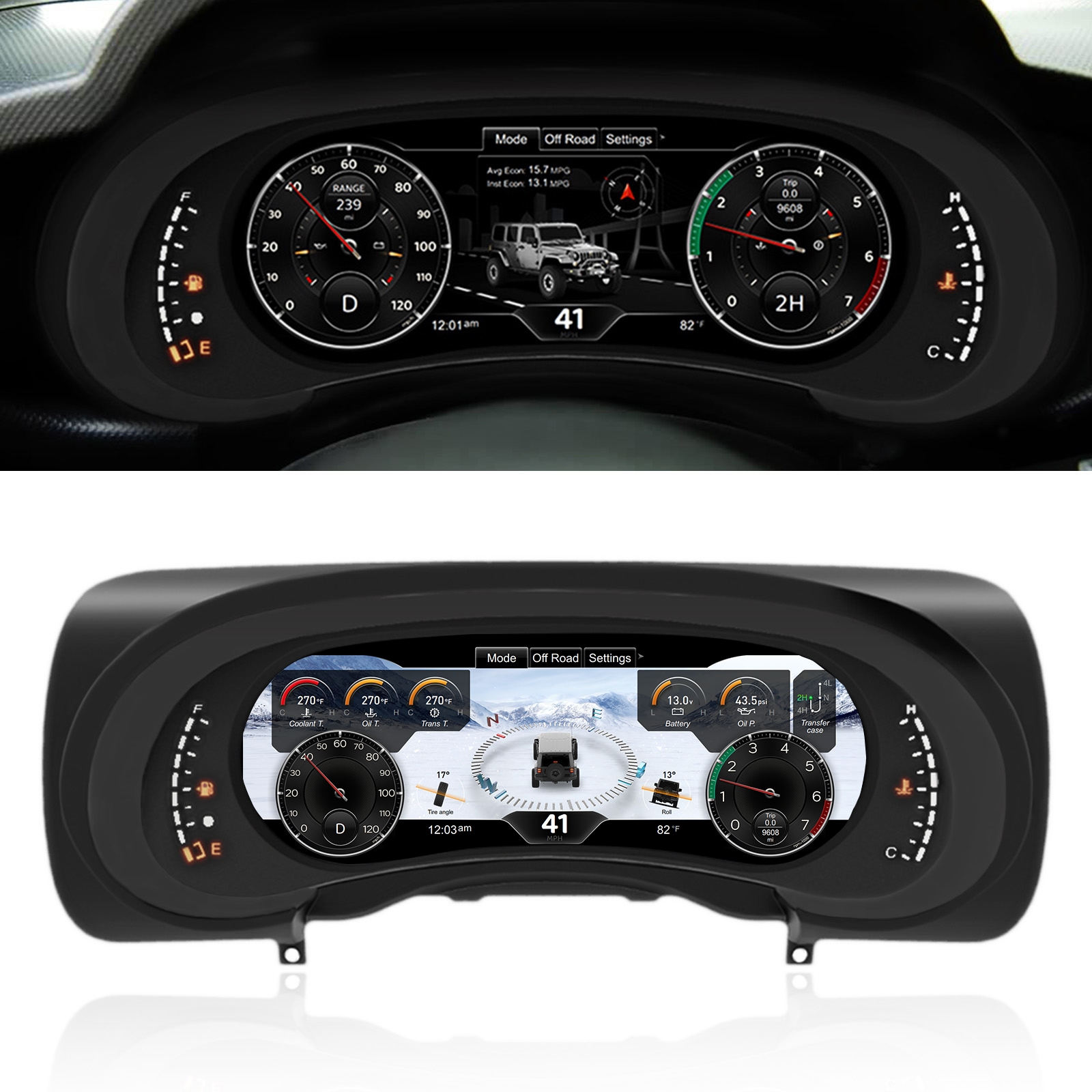 Digital Dashboard 12.3″ HD Cluster for Jeep Wrangler JK 2007-2010