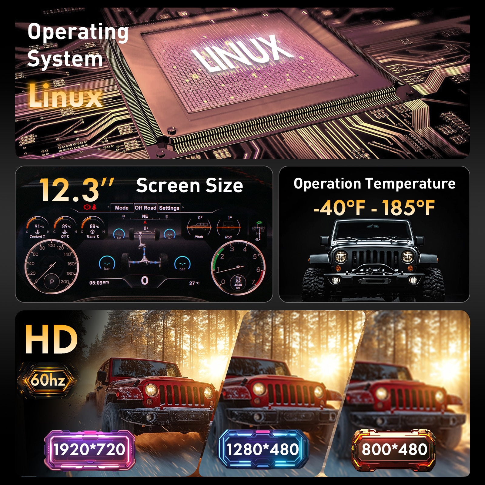 DASHEVO Jeep Wrangler digital  dashboard ( For JK 2007-2010  )