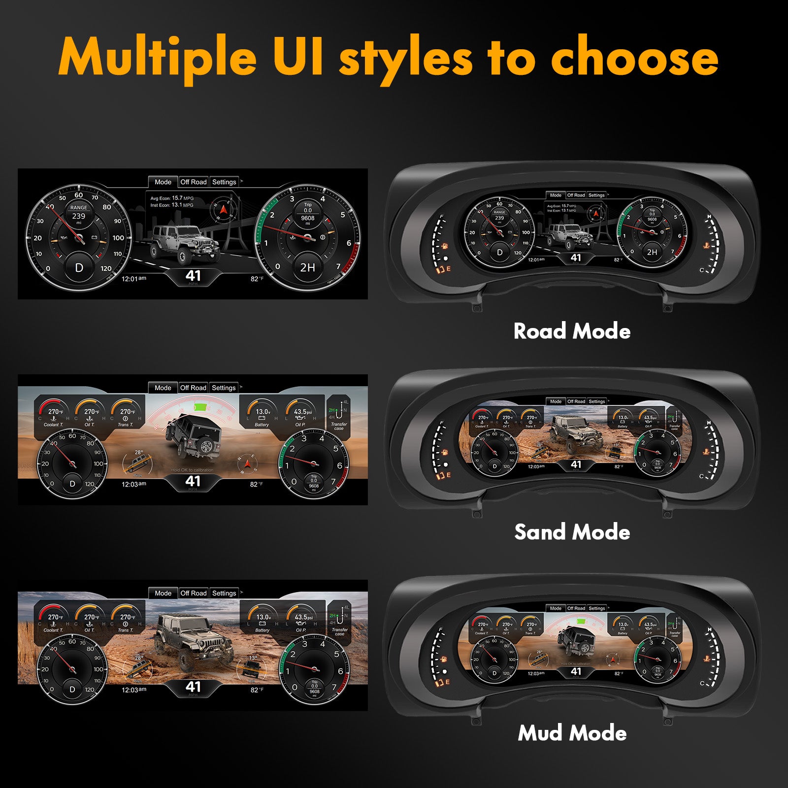 Digital Dashboard 12.3″ HD Cluster for Jeep Wrangler JK 2007-2010