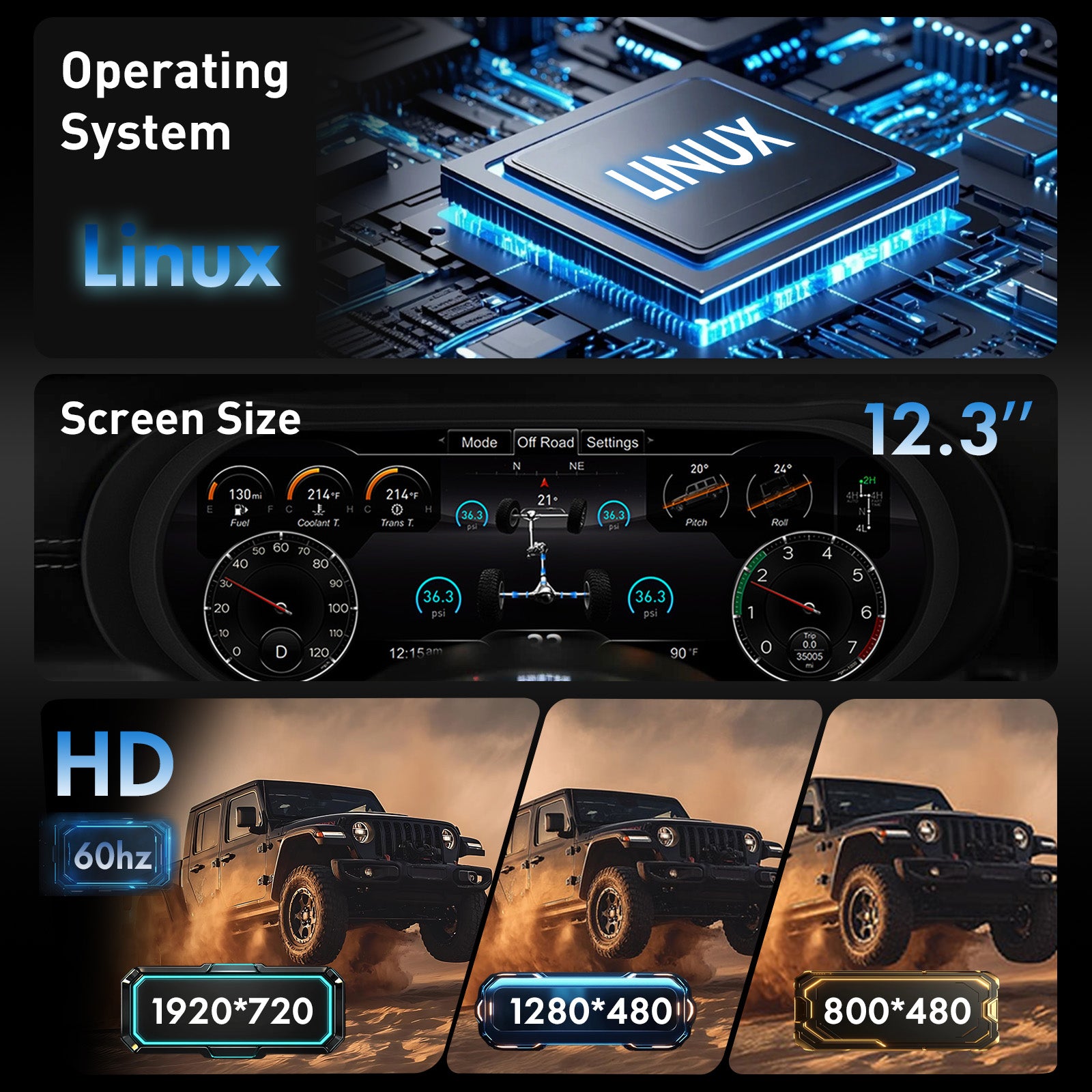 DASHEVO Jeep Wrangler digital  dashboard ( For JL 2018-2023  )